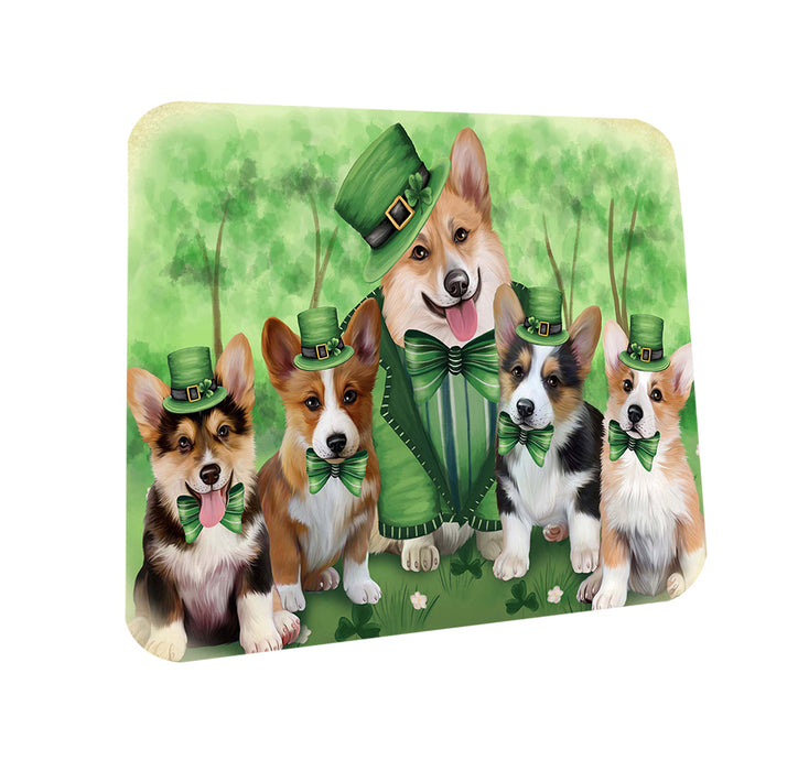 St. Patricks Day Irish Family Portrait Corgies Dog Coasters Set of 4 CST48746