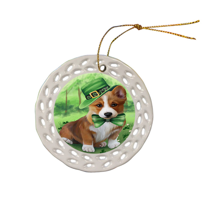 St. Patricks Day Irish Portrait Corgie Dog Ceramic Doily Ornament DPOR48788