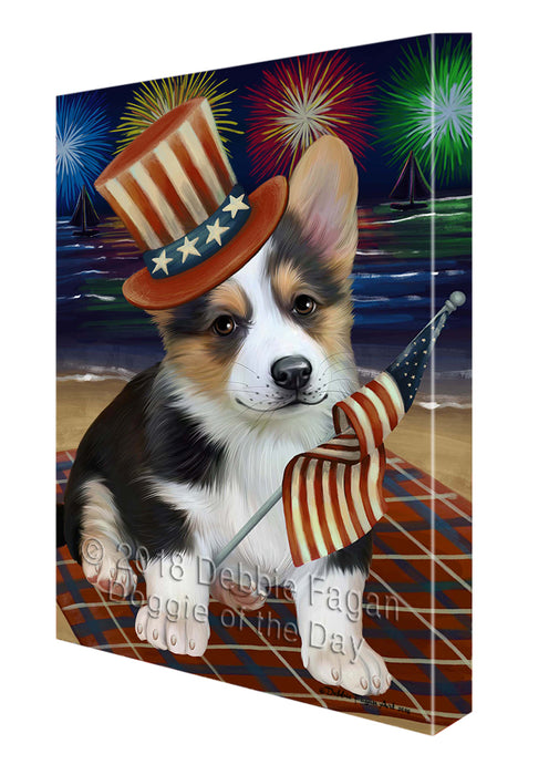 4th of July Independence Day Firework Corgie Dog Canvas Wall Art CVS55632