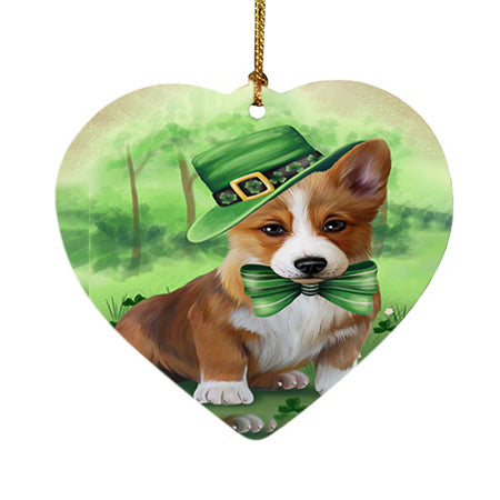 St. Patricks Day Irish Portrait Corgie Dog Heart Christmas Ornament HPOR48788