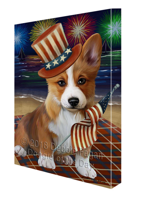 4th of July Independence Day Firework Corgie Dog Canvas Wall Art CVS55641