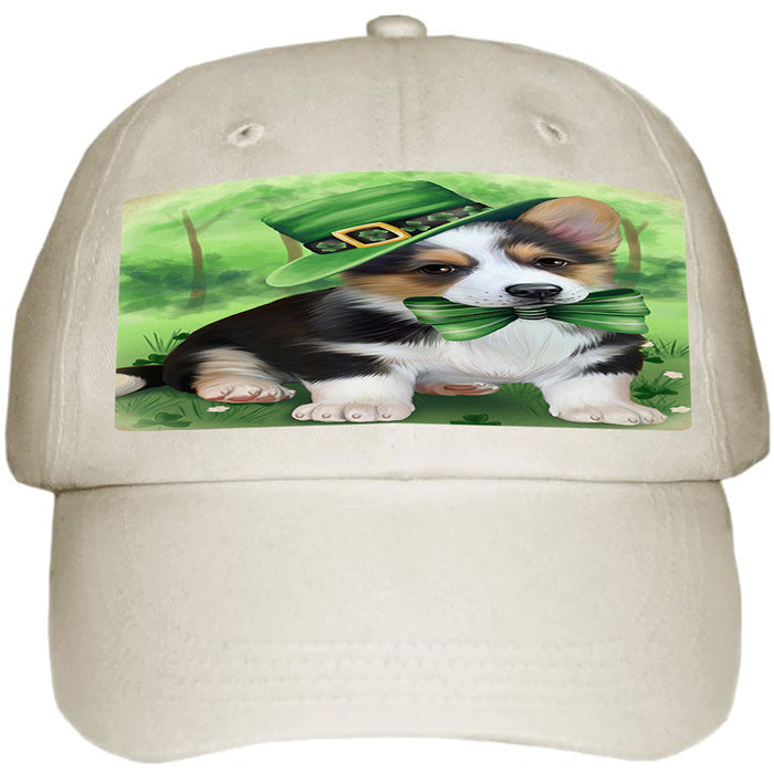 St. Patricks Day Irish Portrait Corgie Dog Ball Hat Cap HAT50100