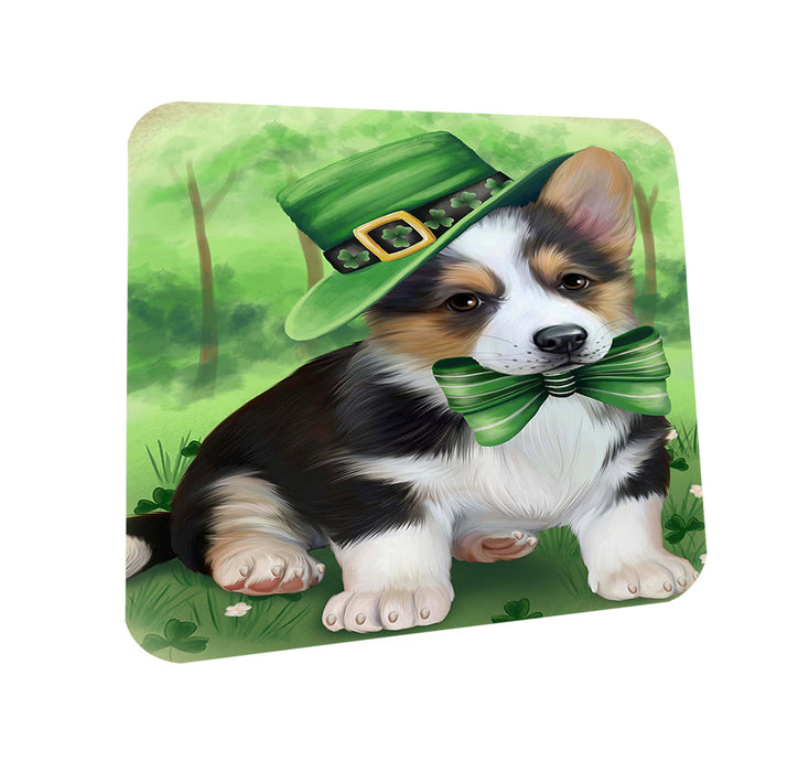 St. Patricks Day Irish Portrait Corgie Dog Coasters Set of 4 CST48748