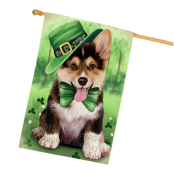 St. Patricks Day Irish Portrait Corgie Dog House Flag FLG48755