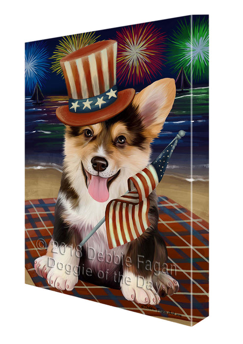 4th of July Independence Day Firework Corgie Dog Canvas Wall Art CVS55650