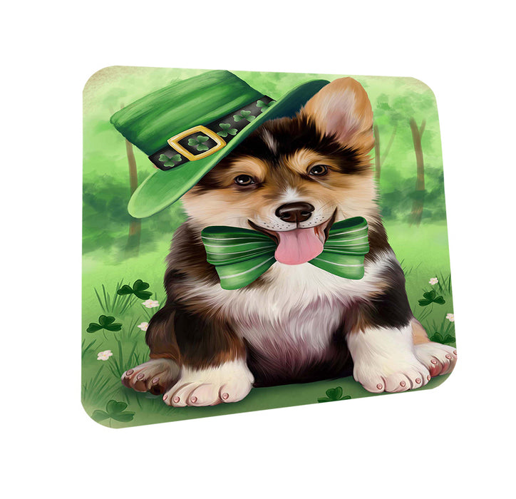 St. Patricks Day Irish Portrait Corgie Dog Coasters Set of 4 CST48749