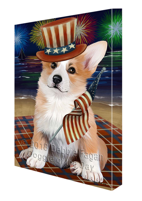 4th of July Independence Day Firework Corgie Dog Canvas Wall Art CVS55659