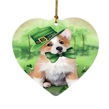 St. Patricks Day Irish Portrait Corgie Dog Heart Christmas Ornament HPOR48791