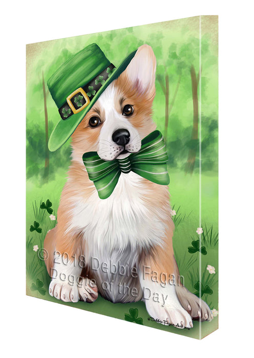 St. Patricks Day Irish Portrait Corgie Dog Canvas Wall Art CVS54732