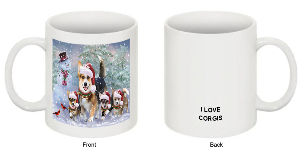 Christmas Running Family Dogs Corgis Dog Coffee Mug MUG49617