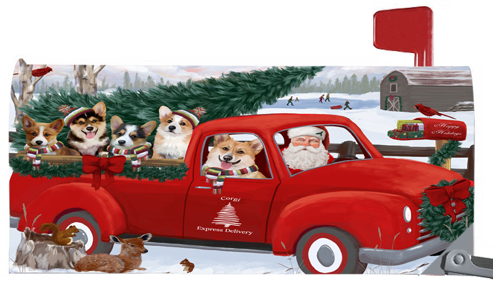 Magnetic Mailbox Cover Christmas Santa Express Delivery Corgis Dog MBC48315