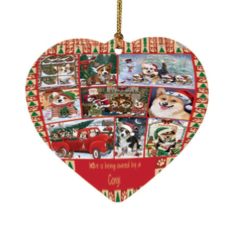 Love is Being Owned Christmas Corgi Dogs Heart Christmas Ornament HPOR57847