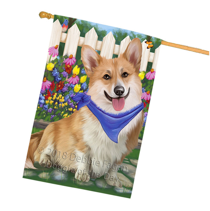 Spring Floral Corgi Dog House Flag FLG49826