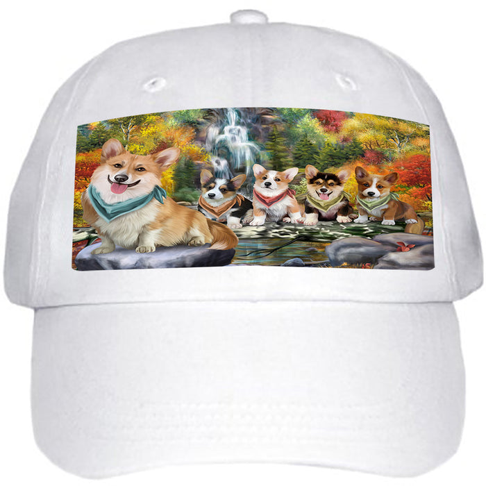 Scenic Waterfall Corgis Dog Ball Hat Cap HAT52956