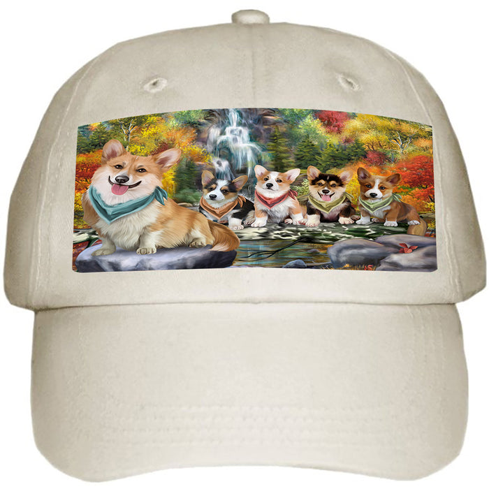 Scenic Waterfall Corgis Dog Ball Hat Cap HAT52956