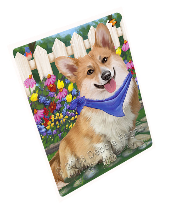 Spring Floral Corgi Dog Tempered Cutting Board C53451