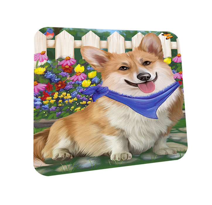 Spring Floral Corgi Dog Coasters Set of 4 CST49820