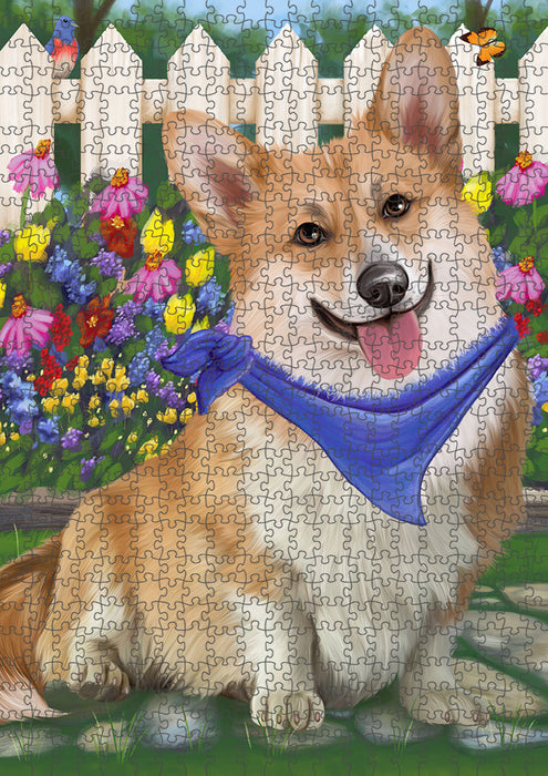Spring Floral Corgi Dog Puzzle with Photo Tin PUZL53289