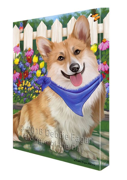 Spring Floral Corgi Dog Canvas Wall Art CVS64501