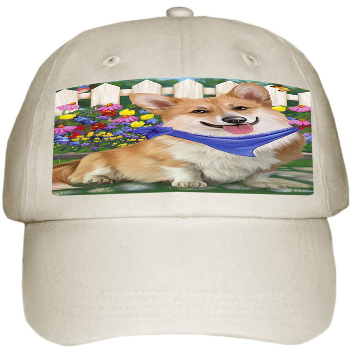 Spring Floral Corgi Dog Ball Hat Cap HAT53316