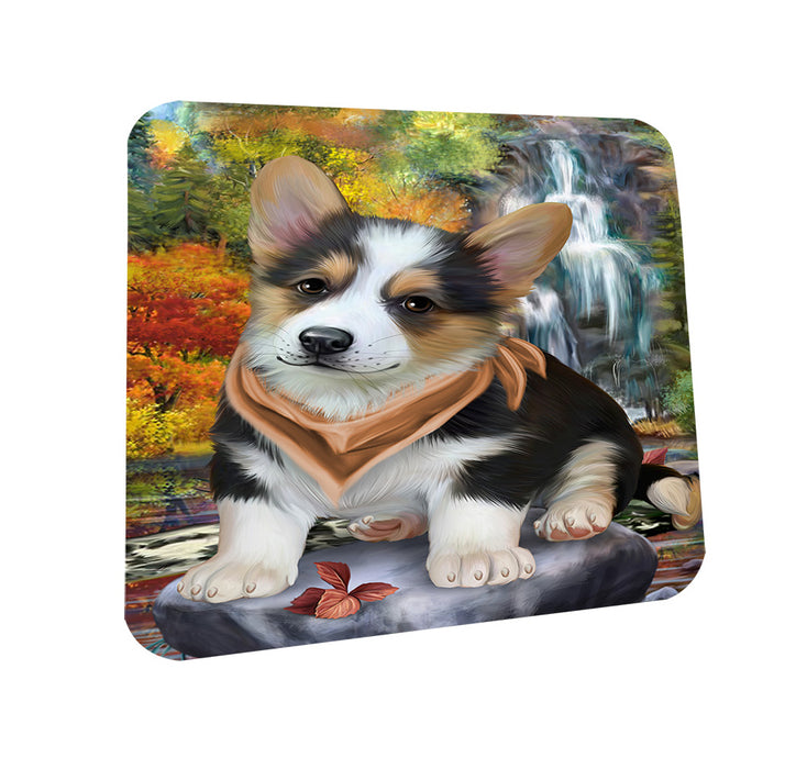 Scenic Waterfall Corgi Dog Coasters Set of 4 CST49651