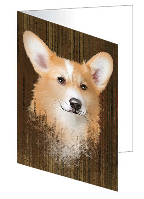 Rustic Corgi Dog Handmade Artwork Assorted Pets Greeting Cards and Note Cards with Envelopes for All Occasions and Holiday Seasons GCD55703
