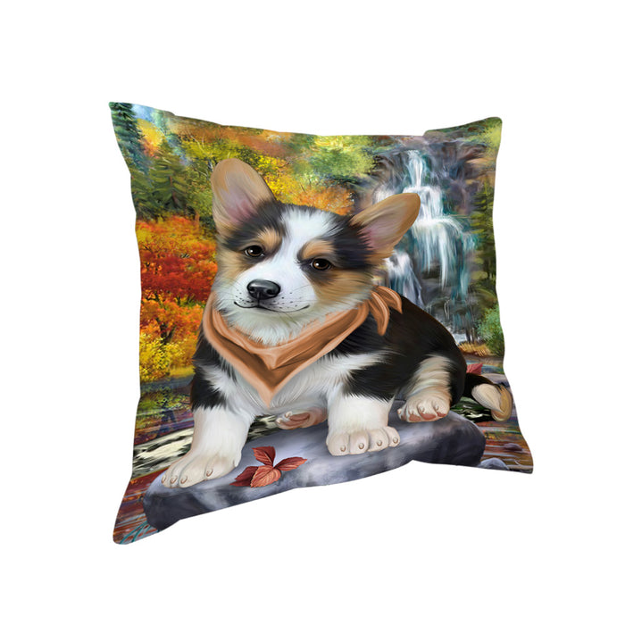 Scenic Waterfall Corgi Dog Pillow PIL54824