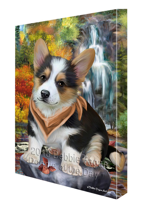 Scenic Waterfall Corgi Dog Canvas Wall Art CVS63430