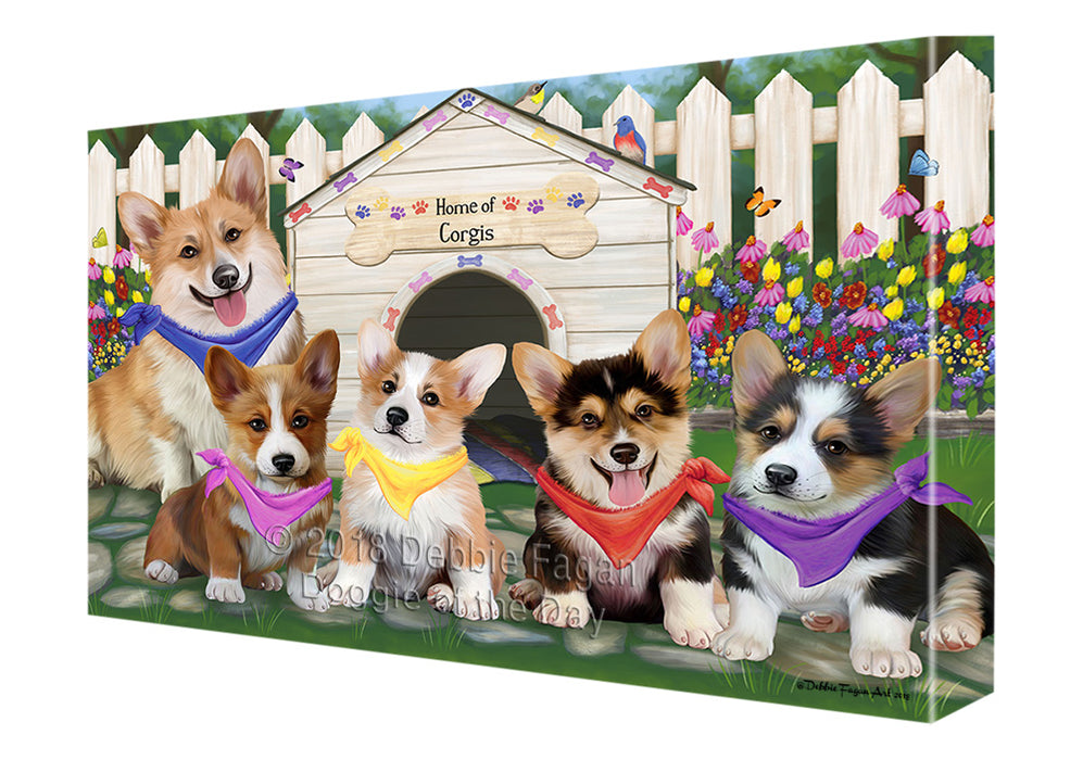 Spring Dog House Corgis Dog Canvas Wall Art CVS64510