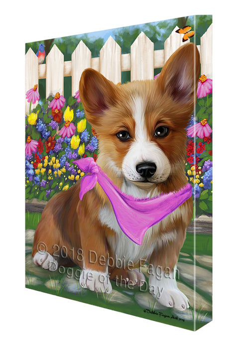 Spring Floral Corgi Dog Canvas Wall Art CVS64519