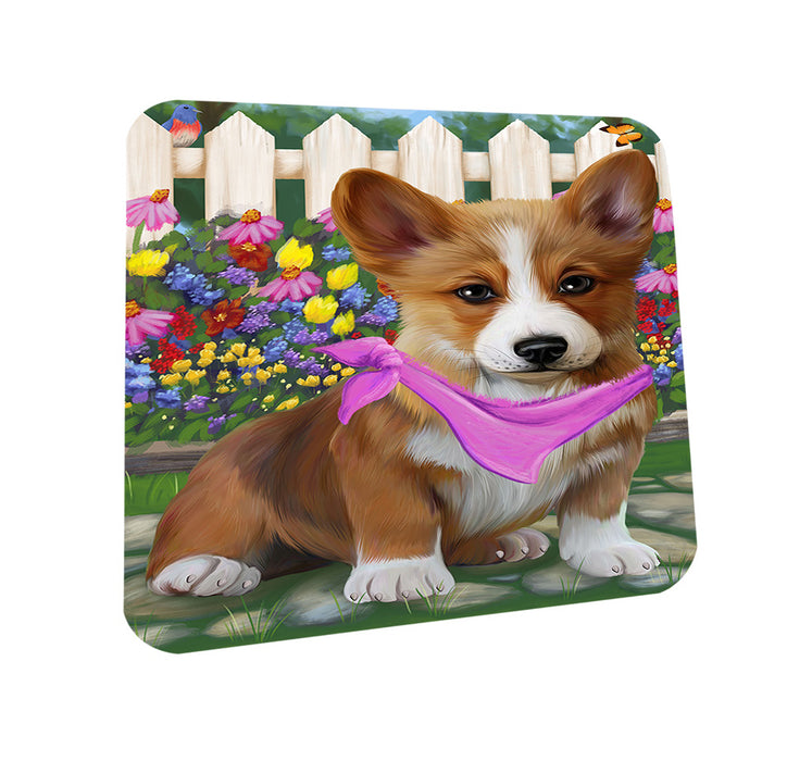 Spring Floral Corgi Dog Coasters Set of 4 CST49822