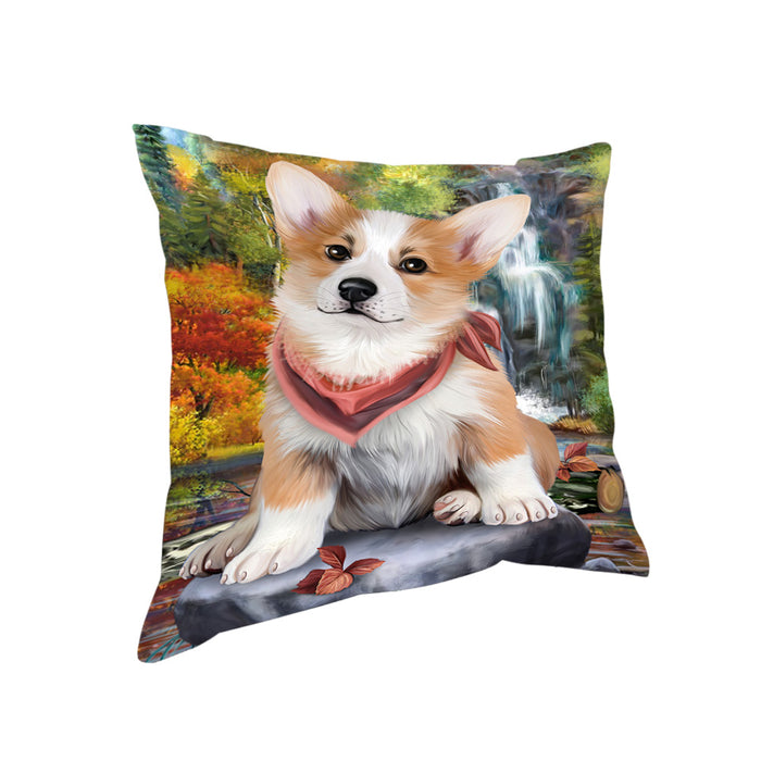 Scenic Waterfall Corgi Dog Pillow PIL54828