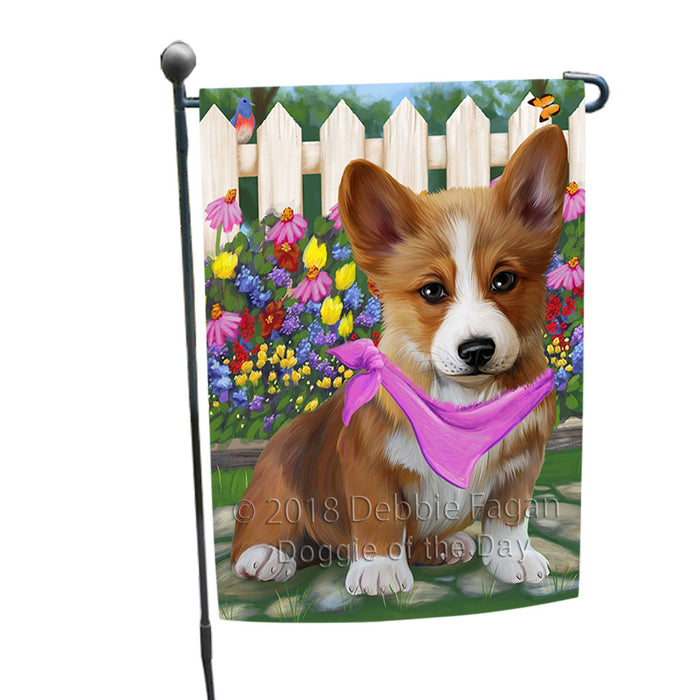 Spring Floral Corgi Dog Garden Flag GFLG49692