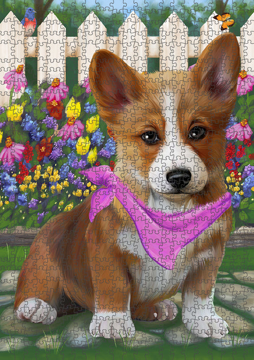 Spring Floral Corgi Dog Puzzle with Photo Tin PUZL53295