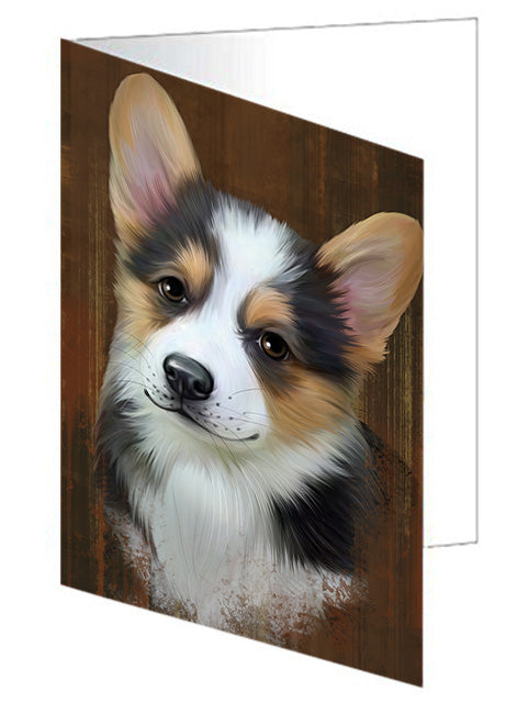 Rustic Corgi Dog Handmade Artwork Assorted Pets Greeting Cards and Note Cards with Envelopes for All Occasions and Holiday Seasons GCD55208