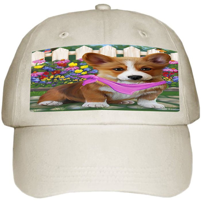 Spring Floral Corgi Dog Ball Hat Cap HAT53322