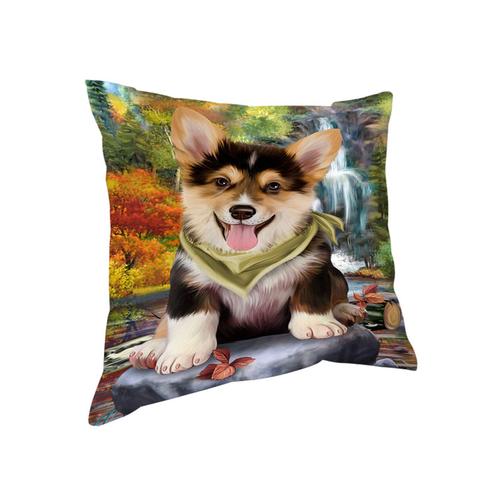 Scenic Waterfall Corgi Dog Pillow PIL54832