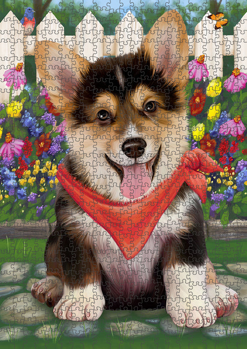 Spring Floral Corgi Dog Puzzle with Photo Tin PUZL53298