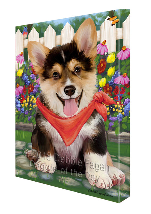 Spring Floral Corgi Dog Canvas Wall Art CVS64528