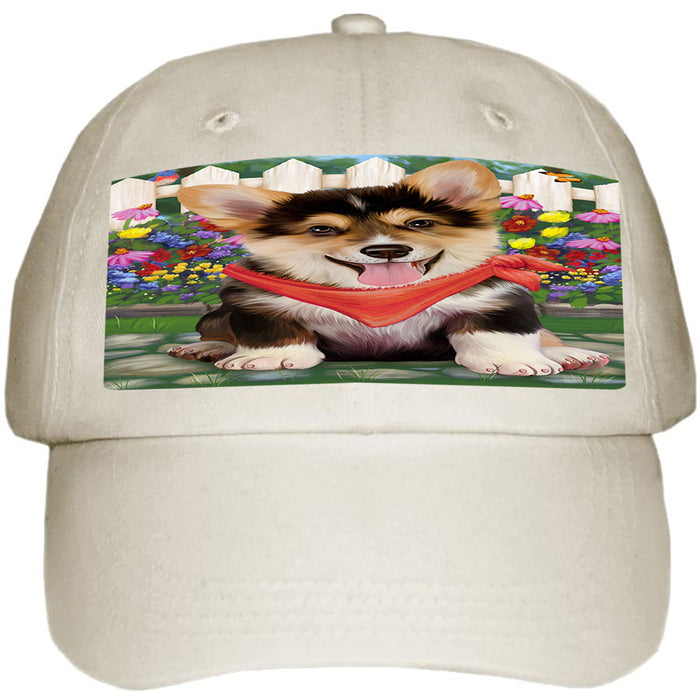 Spring Floral Corgi Dog Ball Hat Cap HAT53325