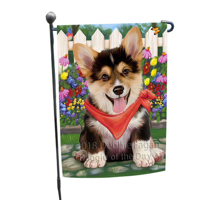 Spring Floral Corgi Dog Garden Flag GFLG49693
