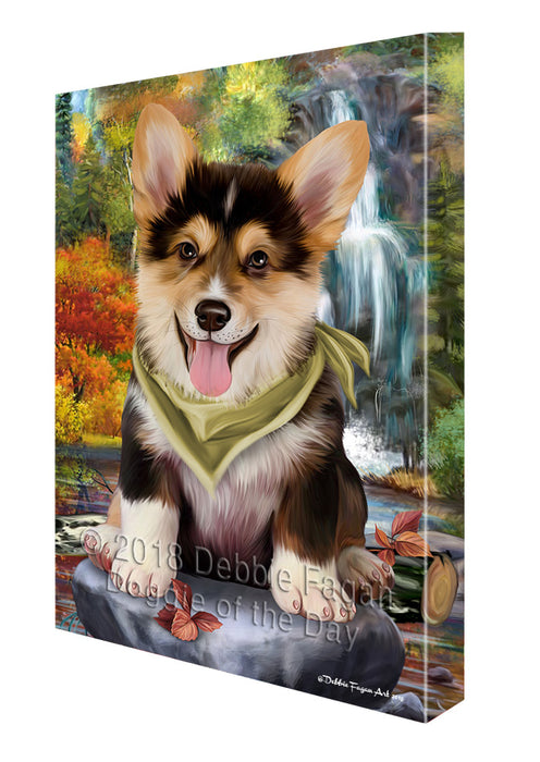 Scenic Waterfall Corgi Dog Canvas Wall Art CVS63448