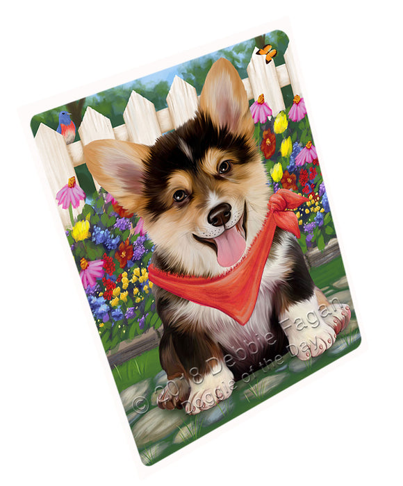 Spring Floral Corgi Dog Tempered Cutting Board C53460
