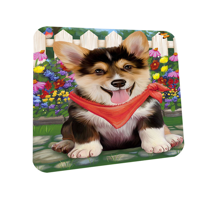 Spring Floral Corgi Dog Coasters Set of 4 CST49823