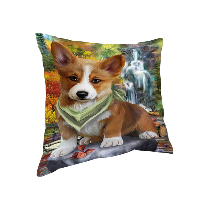 Scenic Waterfall Corgi Dog Pillow PIL54836