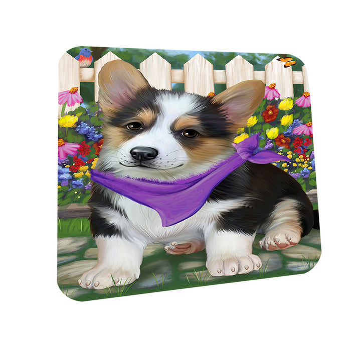 Spring Floral Corgi Dog Coasters Set of 4 CST49824