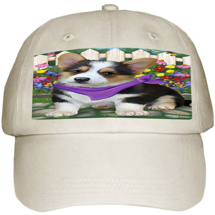 Spring Floral Corgi Dog Ball Hat Cap HAT53328
