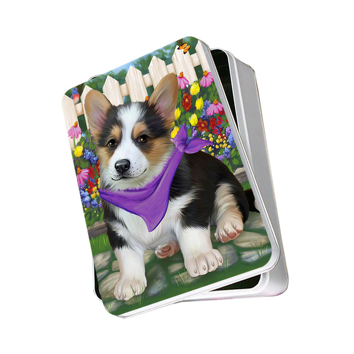 Spring Floral Corgi Dog Photo Storage Tin PITN49865