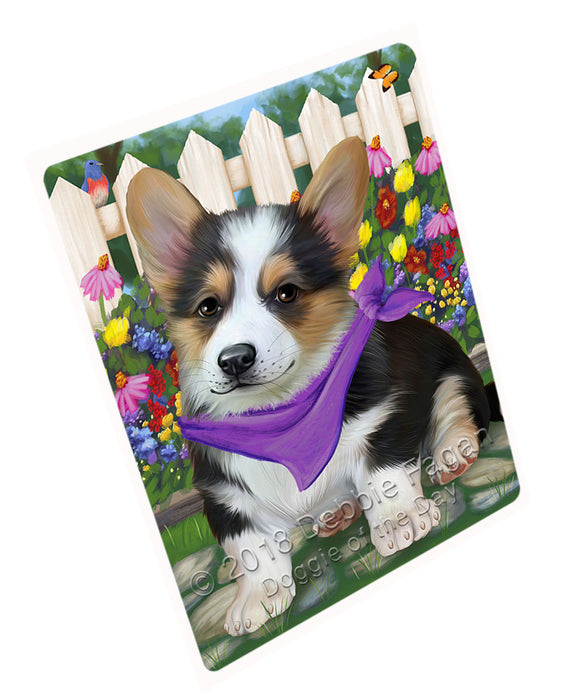 Spring Floral Corgi Dog Tempered Cutting Board C53463