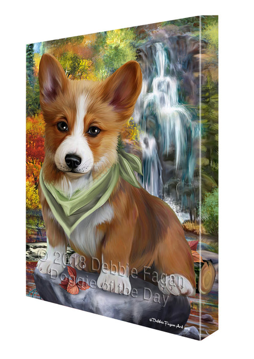 Scenic Waterfall Corgi Dog Canvas Wall Art CVS63457